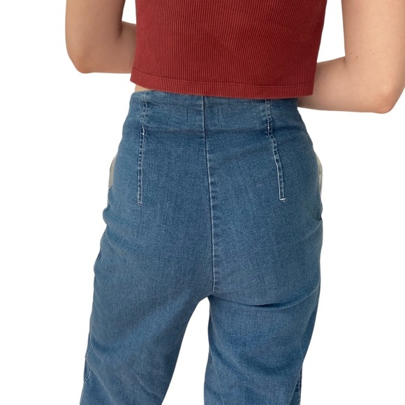 Wide Leg Barrel Jeans Womens Size Small Striped Ankle Crop Baggy Relaxed Loose - Picture 5 of 16